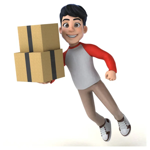 Fun Asian Teenager Manga Style Boxes Illustration — Stock Photo, Image