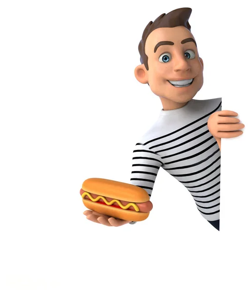 Fun Cartoon Casual Character Hotdog — Stock Photo, Image