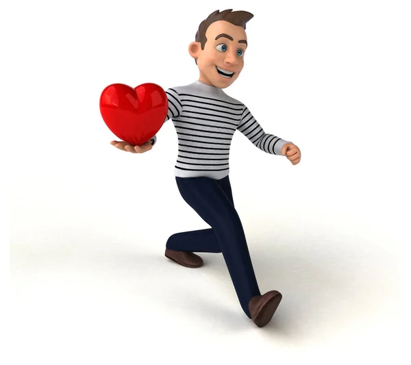 Divertido Personaje Casual Dibujos Animados Con Corazón —  Fotos de Stock
