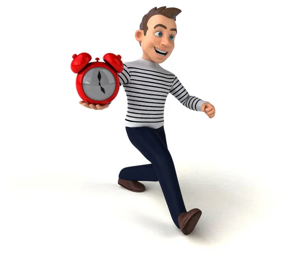 Divertido Personaje Casual Dibujos Animados Con Reloj —  Fotos de Stock