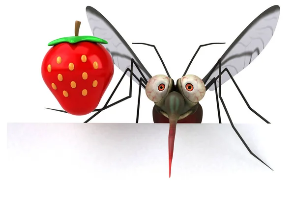 Mosquito Com Morango Ilustração — Fotografia de Stock