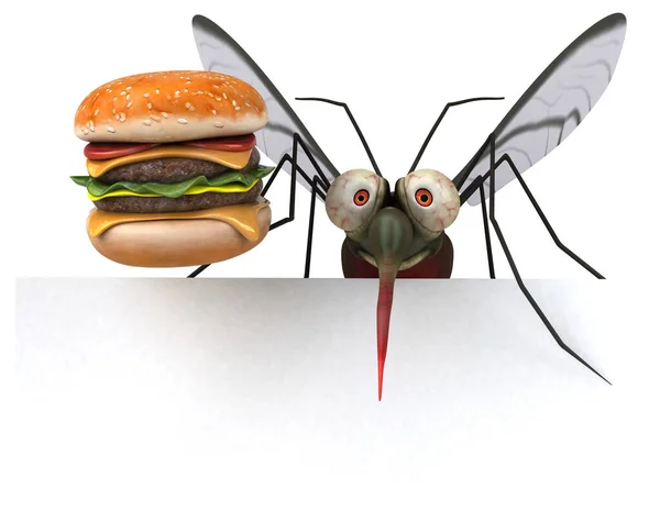 Mosquito Con Hamburguesa Ilustración —  Fotos de Stock
