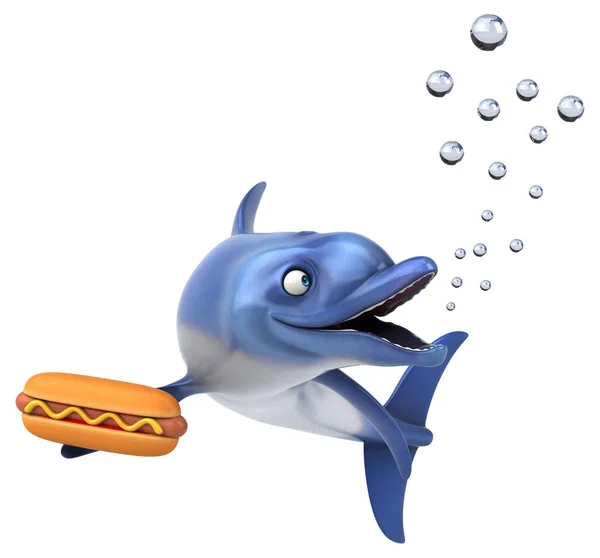 Fun Dolphin Hotdog Illustration — Stock Photo, Image