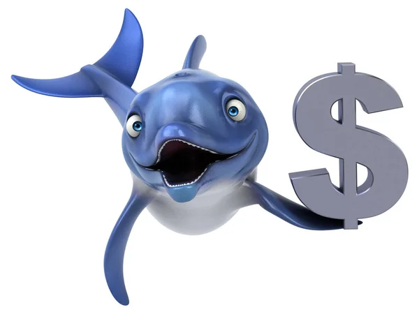 Fun Dolphin Dollar Illustration — Stok Foto