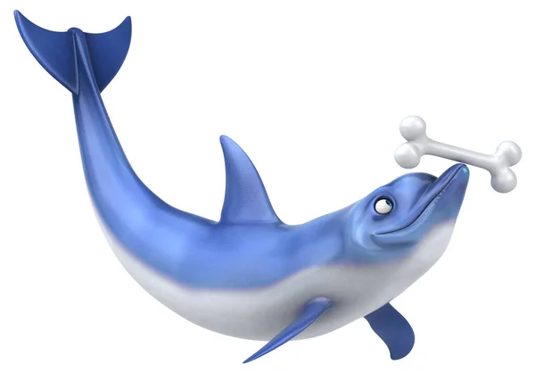 Fun Delphin Mit Knochen Illustration — Stockfoto
