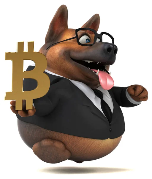 Cão Divertido Com Bitcoin Ilustração — Fotografia de Stock