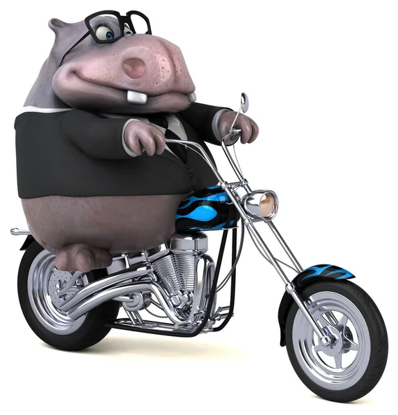 Hipopótamo Divertido Motocicleta Ilustración — Foto de Stock