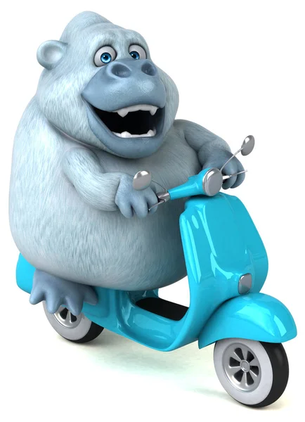 Fun White Gorilla Motorbike Illustration — Stock Photo, Image