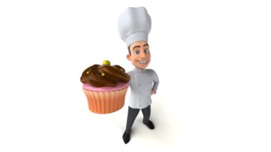 Cupcake 'li komik çizgi film karakteri - 3 boyutlu animasyon 