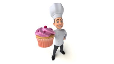 Cupcake 'li komik çizgi film karakteri - 3 boyutlu animasyon 