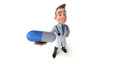 Hap ile eğlenceli çizgi film karakteri - 3D İllüstrasyon