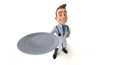 Plakalı doktor çizgi film karakterinin 3 boyutlu animasyonu 