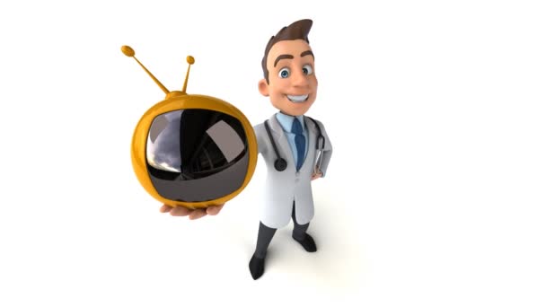 Personagem Desenho Animado Médico Divertido Com Aparelho — Vídeo de Stock