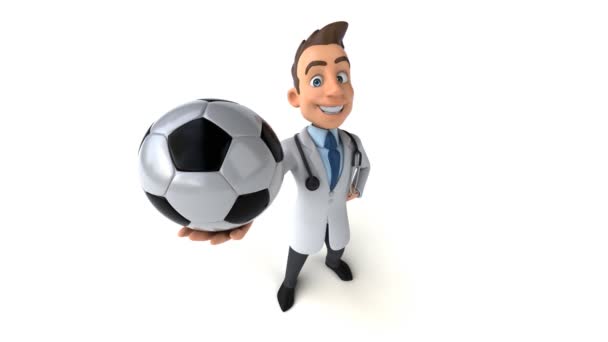 Zabawny Lekarz Trzymający Piłkę — Wideo stockowe