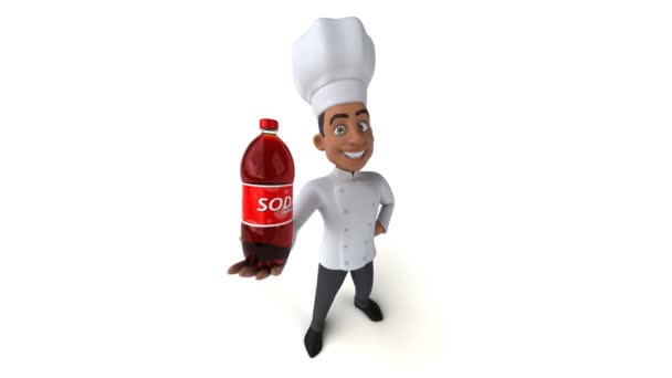 Chef Divertido Sosteniendo Soda — Vídeos de Stock