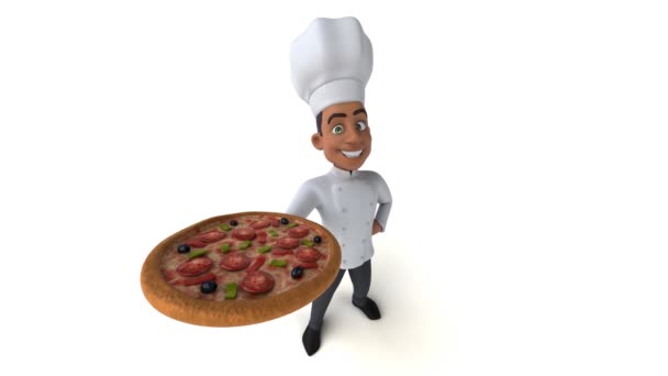 Διασκέδαση Σεφ Κρατώντας Πίτσα — Αρχείο Βίντεο