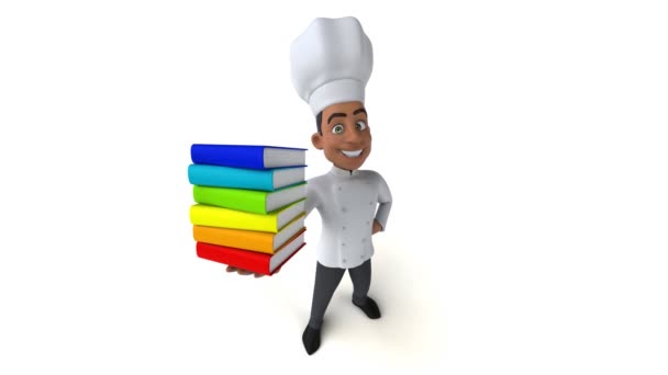 Divertido Chef Sosteniendo Libros — Vídeos de Stock