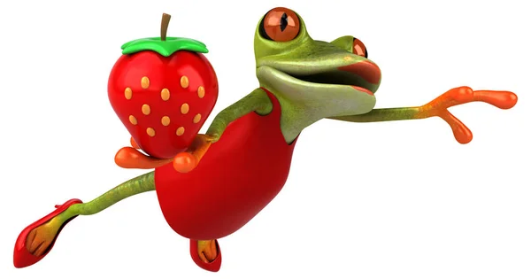 Grenouille Amusante Fraise Illustration — Photo