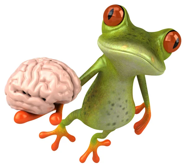Beyni olan eğlenceli kurbağa - 3D İllüstrasyon
