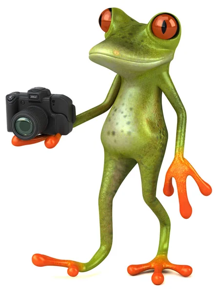 카메라 삽화를 재미있는 개구리 — 스톡 사진