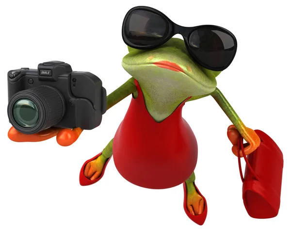 Fun Frosch Mit Kamera Illustration — Stockfoto