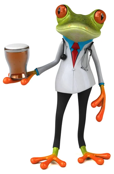 Frog Γιατρός Μπύρα Εικονογράφηση — Φωτογραφία Αρχείου