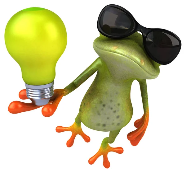 Żaba Zabawa Lampą Ilustracja — Zdjęcie stockowe