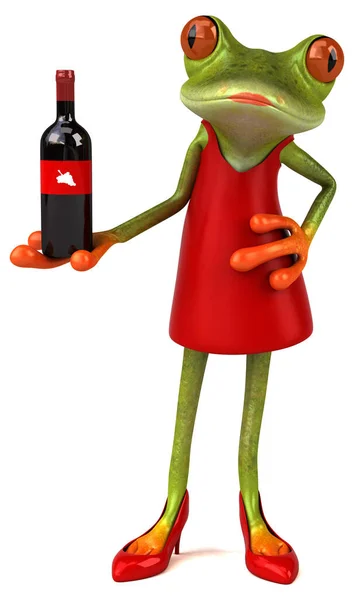 Fun Frog Wine Illustration — Stock Photo, Image