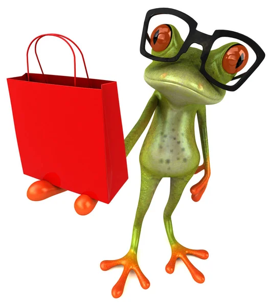 Fun Frog Shopping Illustration — Stockfoto