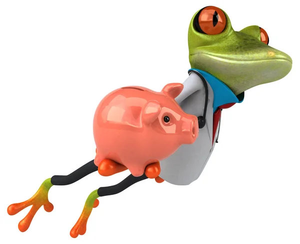 Frog Doctor Piggy Bank Illustration — Stock Photo, Image