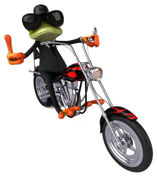 Fun Frosch Auf Einem Motorrad Illustration — Stockfoto