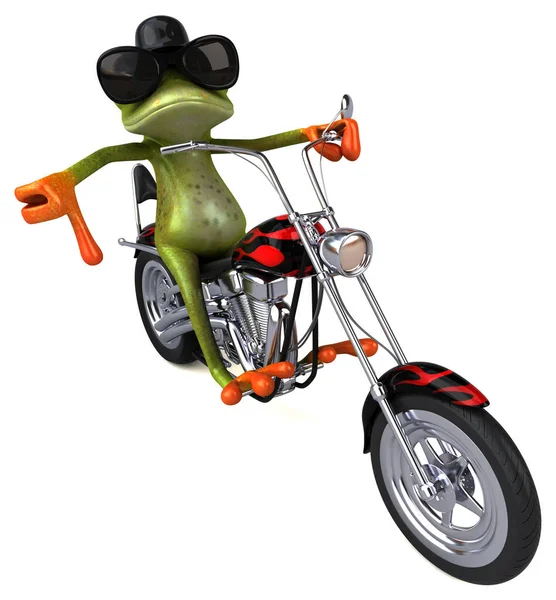 Grenouille Amusante Sur Une Moto Illustration — Photo