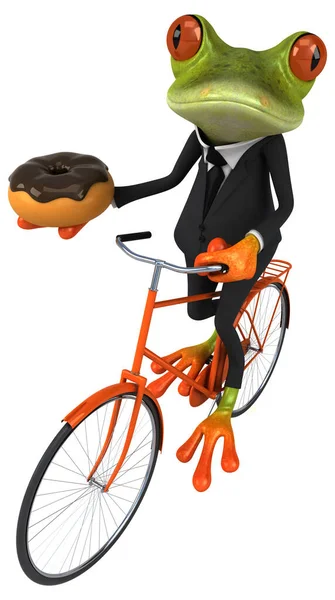 Fun Frog Holding Donut — Stock Photo, Image