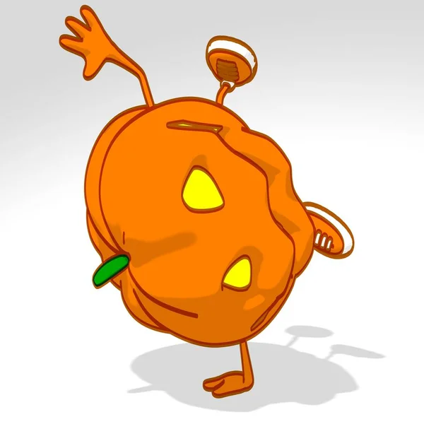 Fun Cartoon Halloween Pumpkin White Background — Stock Photo, Image