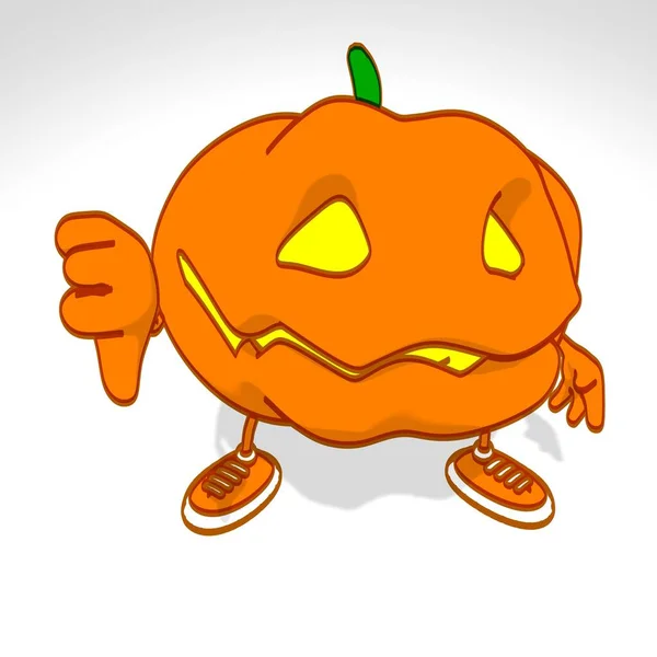 Fun Karikatura Halloween Dýně Bílém Pozadí — Stock fotografie