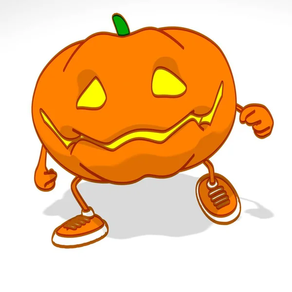 Divertimento Cartone Animato Zucca Halloween Sfondo Bianco — Foto Stock