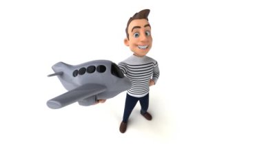3 boyutlu eğlenceli karikatür uçakla gelişigüzel karakter - 3 boyutlu animasyon 