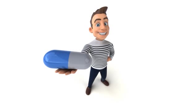 Fun Cartoon Casual Character Pill — Stock Video