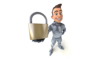 eğlenceli asma kilitli çizgi film karakteri - 3 boyutlu animasyon 