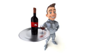 Şaraplı komik çizgi film karakteri - 3 boyutlu animasyon 