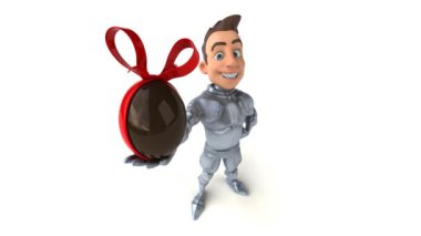 Paskalya yumurtası tutan eğlenceli şövalye