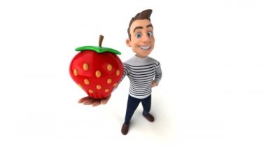 Çilekli eğlenceli 3 boyutlu karikatür karakteri 
