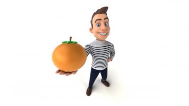 Turunculu eğlenceli 3D karikatür. 