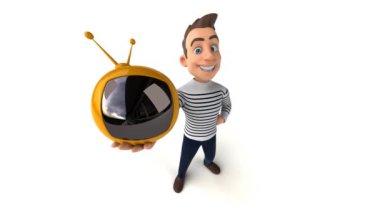 Eğlenceli 3D çizgi film TV 'li sıradan karakter 