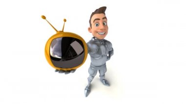 TV ile eğlenceli çizgi film karakteri - 3 boyutlu animasyon 