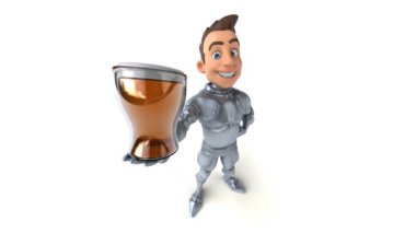 Bira tutan eğlenceli şövalye.