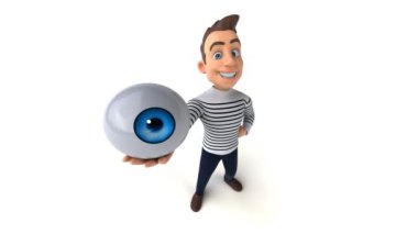 Eğlenceli 3D çizgi film gözlüklü sıradan karakter