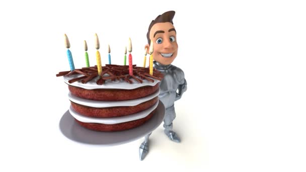 Fun Cartoon Character Knight Cake Animation — Stock Video