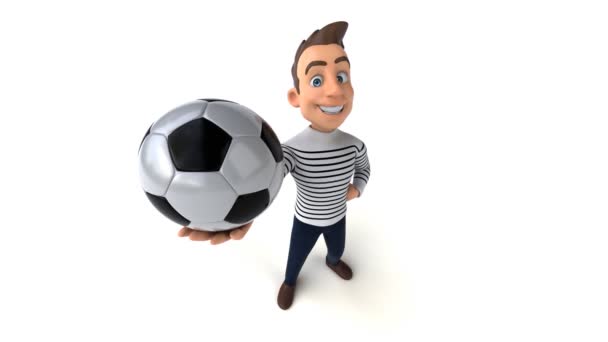 Personagem Casual Divertido Desenho Animado Com Bola — Vídeo de Stock