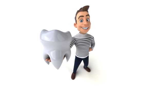 Διασκέδαση Casual Χαρακτήρα Κινουμένων Σχεδίων Δόντι — Αρχείο Βίντεο
